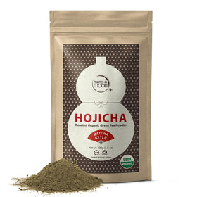 Matcha Moon Hojicha powder in resealable bag keeps freshness for daily brewing.