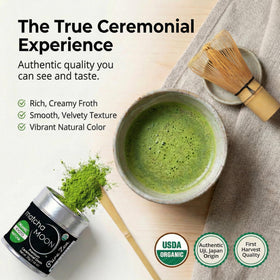 Matcha Moon velvety finish delivers a smooth sip for mindful rituals.