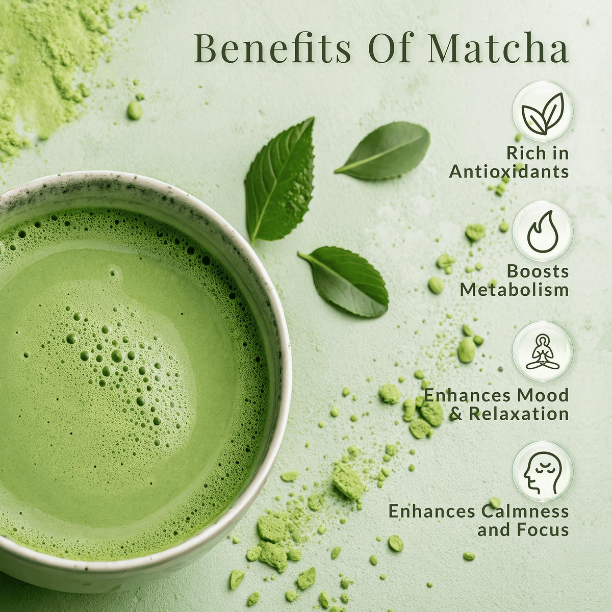 Matcha Sunday fine-ground texture dissolves smoothly in water or milk.