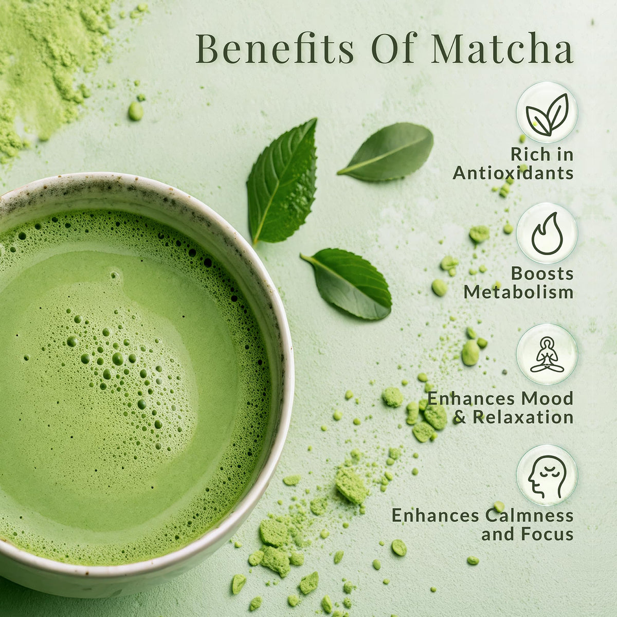 Matcha Sunday vivid green powder close-up signaling premium quality