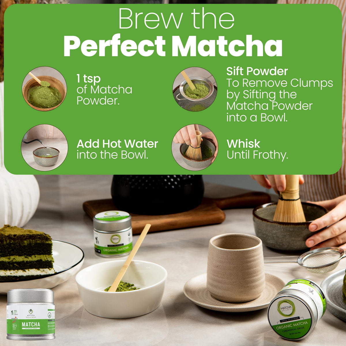 Matcha Wellness organic certification by JAS underscores pure Japanese tea tradition.