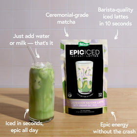 MATCHABAR Epic lavender oat matcha ingredient shown for plant-based energy and flavor.