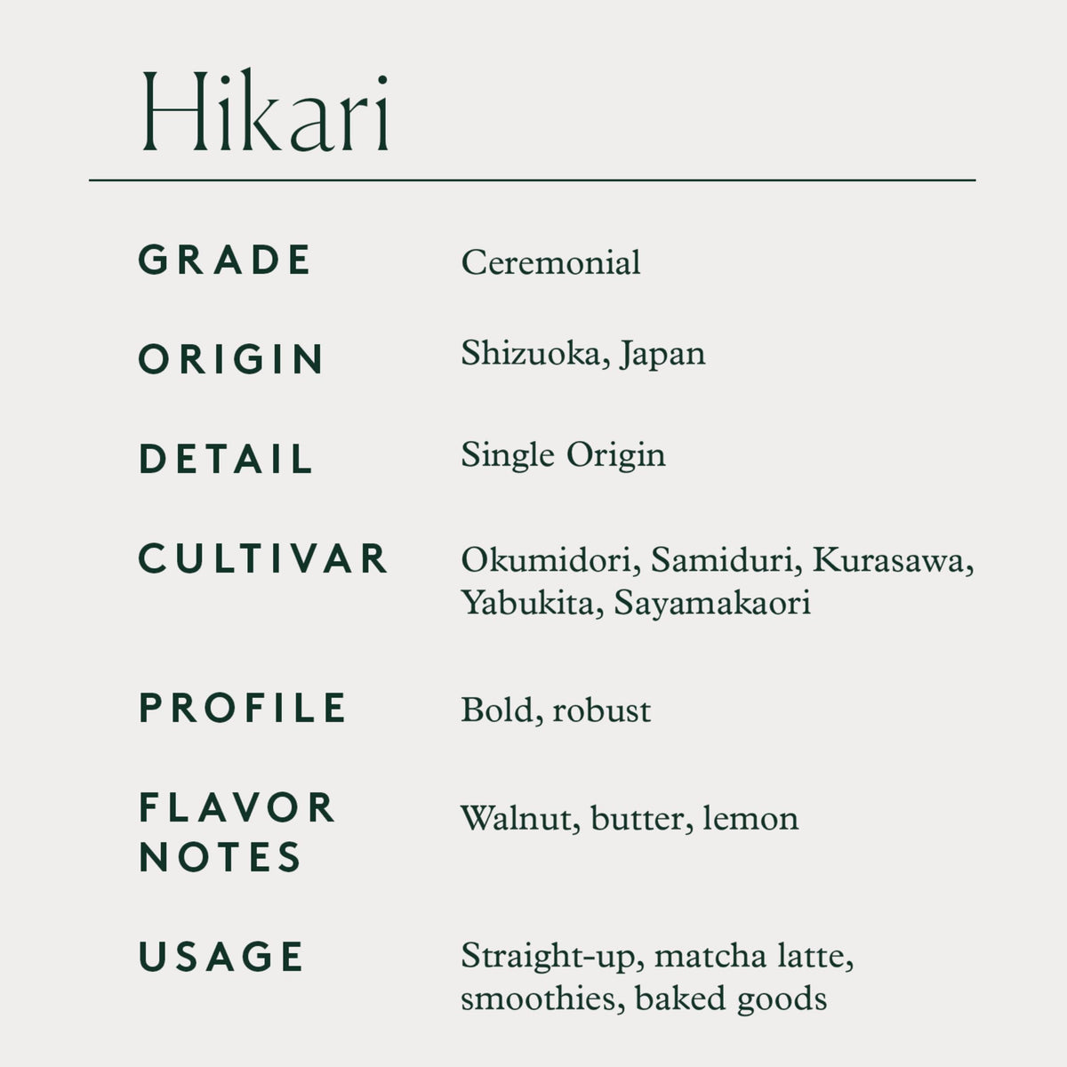 MATCHAFUL Hikari leaves hand-picked in Shizuoka, emphasizing direct-trade quality and single-origin flavor