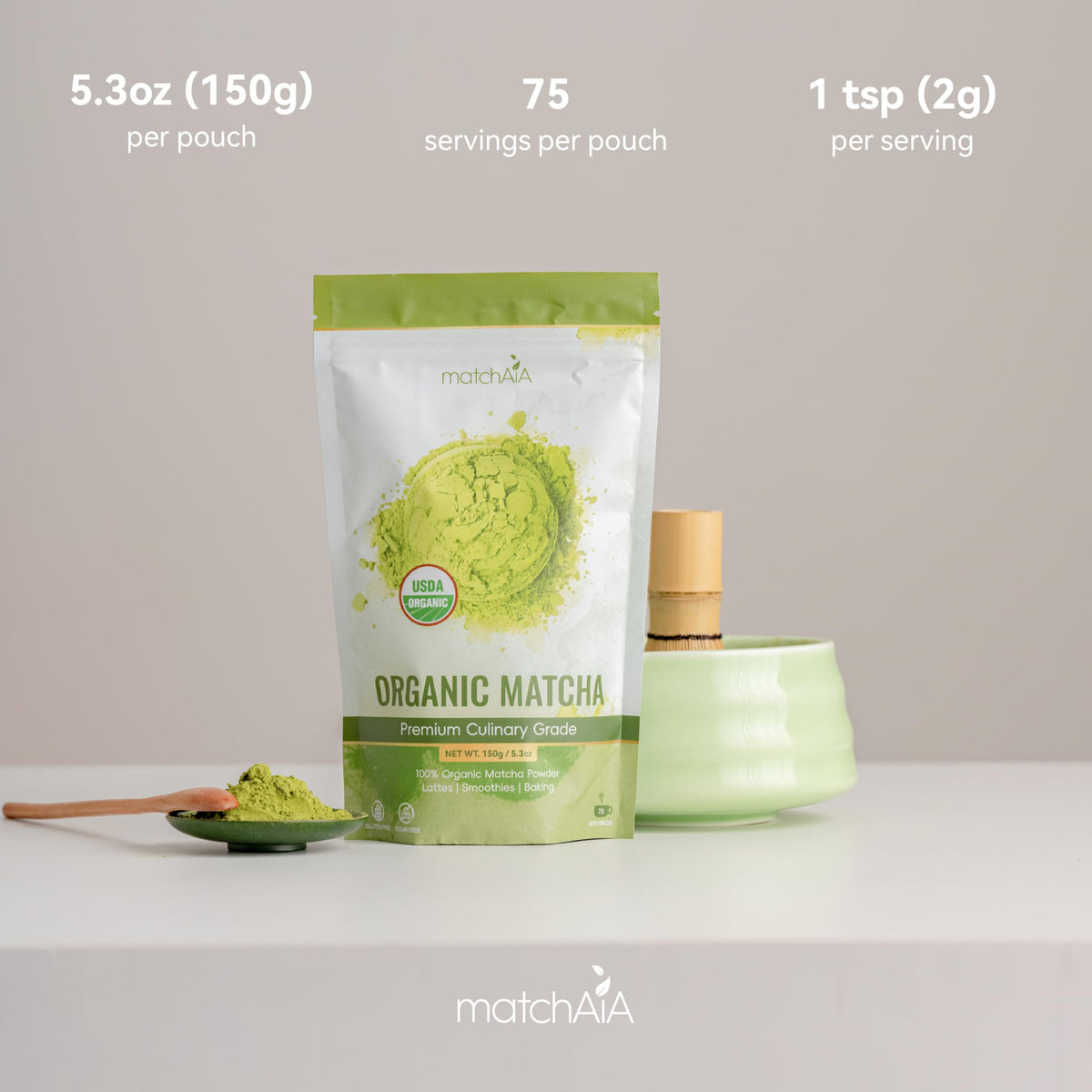 MatchAiA Organic Matcha Dessert plate hints at refined flavor in sweets.