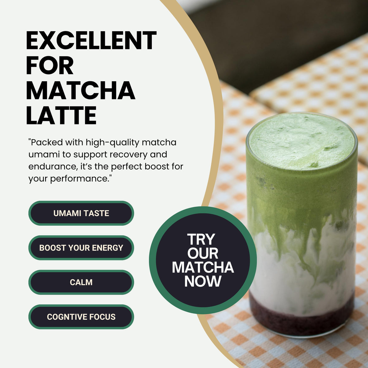 Prepared Matcharl cup shows vivid green color and crema