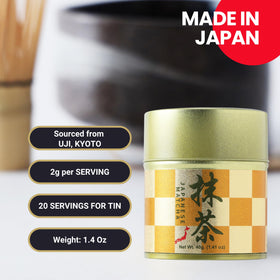 Matcharl Gold packaging ceremonial matcha ready for premium lattes.