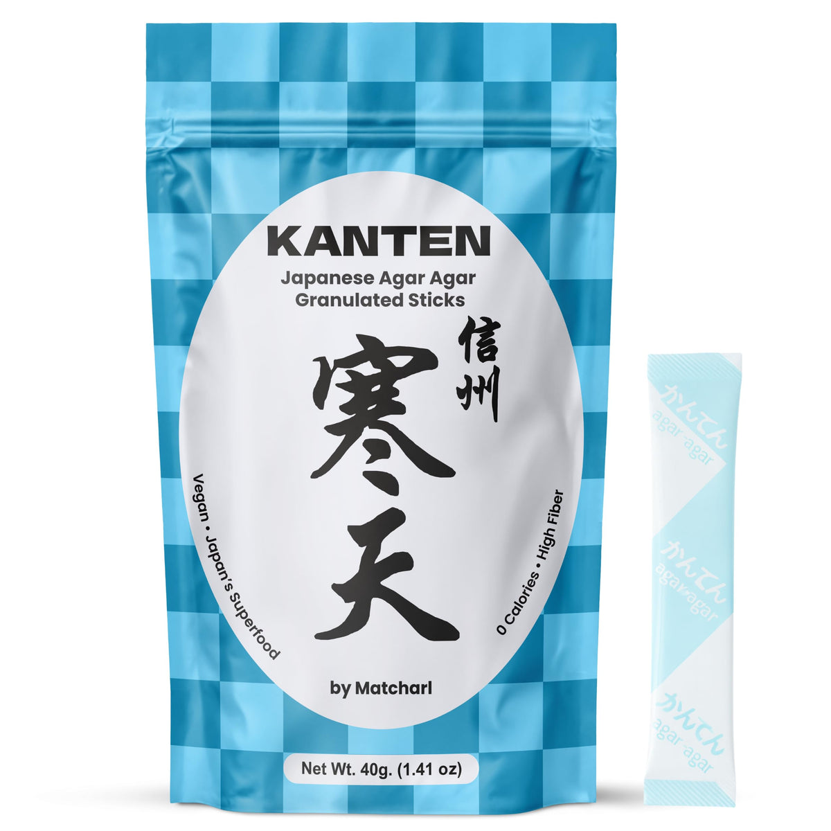 Matcharl KANTEN 40g box packaging, ideal vegan dessert base