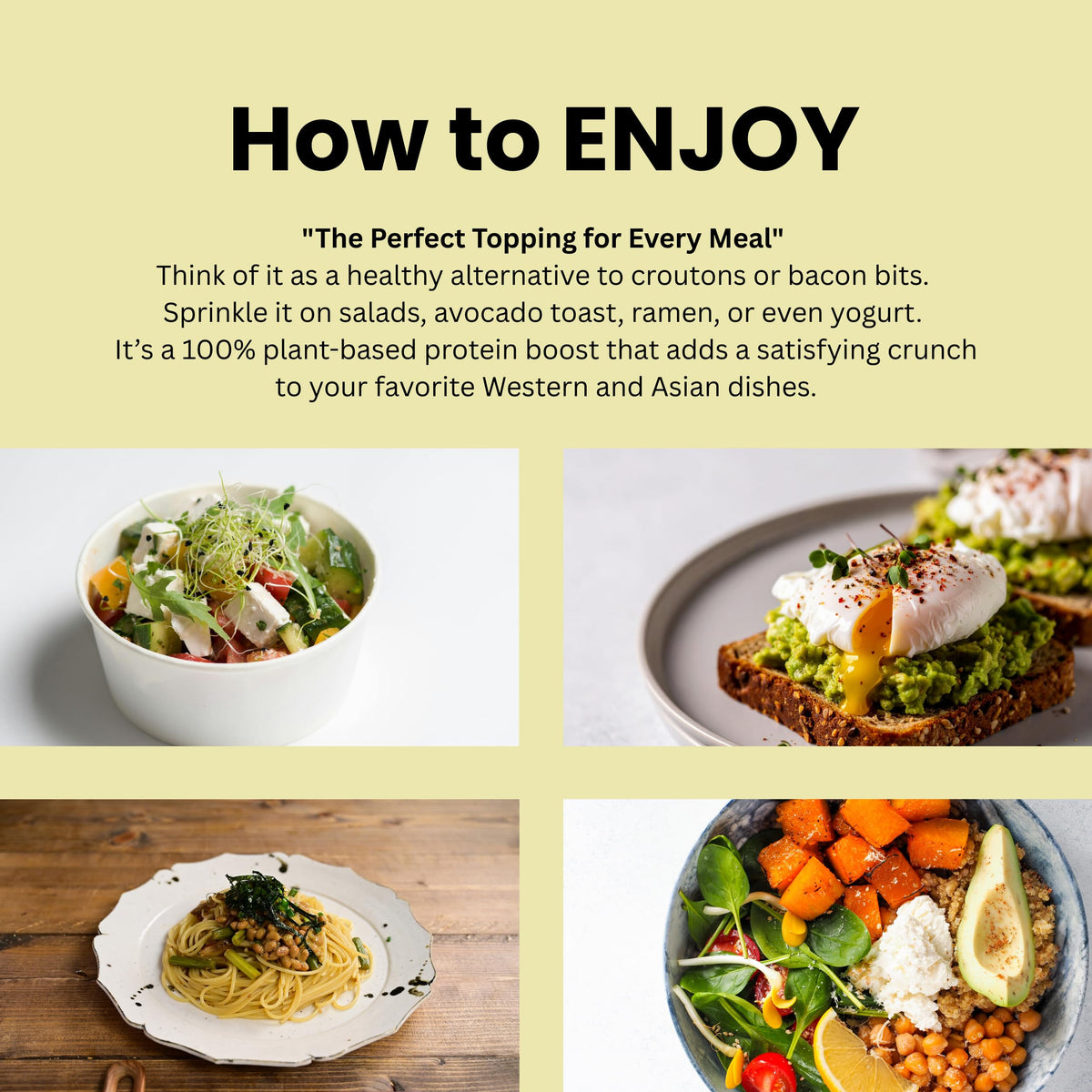 Matcharl natto bowls and salads offer variety and texture
