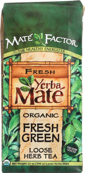 Mate Factor Organic Green Yerba Mate 12oz front view for everyday energy