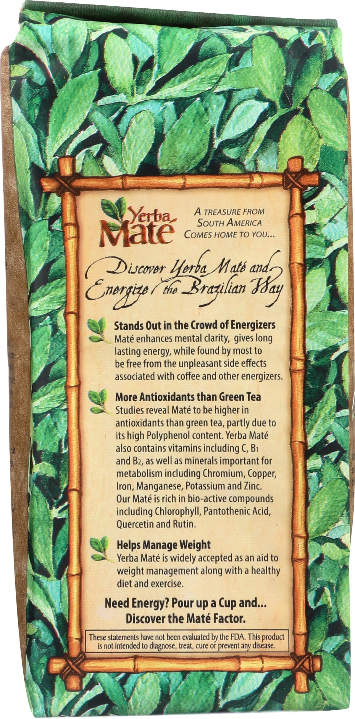 Mate Factor Organic Green Yerba Mate 12oz packaging closeup with organic label