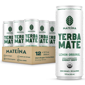 Mateina Lemon Original can front for on-the-go clean energy.