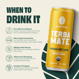 Non-carbonated Mateina can preserves natural yerba mate taste with smooth caffeine