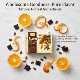Serving tray with chocolate-covered orange pieces for entertaining guests.