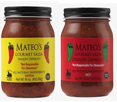 Mateo's Gourmet Salsa Medium & Hot 16 oz enhances nachos and tacos with authentic flavor.