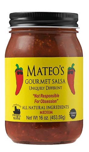Mateo's Gourmet Salsa medium jar highlighting balanced heat for everyday meals