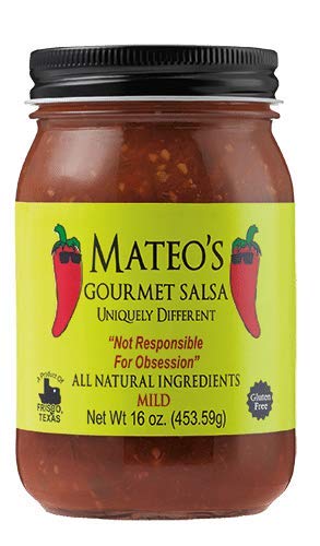 Mateo's Gourmet Salsa mild jar ideal for milder heat lovers and family-friendly tacos