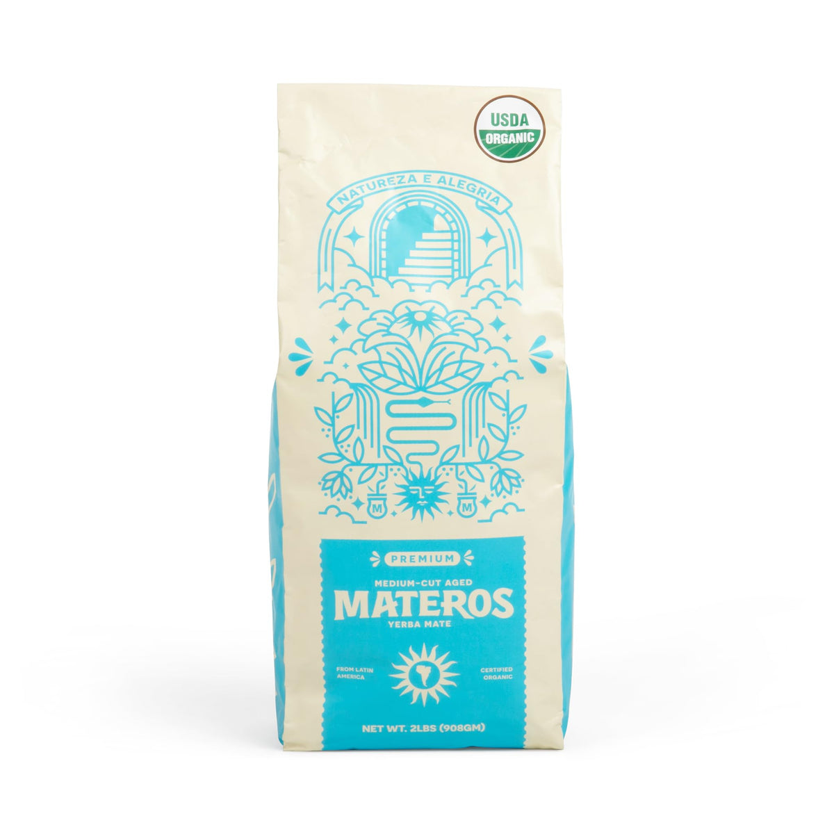 Materos Premium Yerba Mate bag with 2 lb pack for daily energy and focus