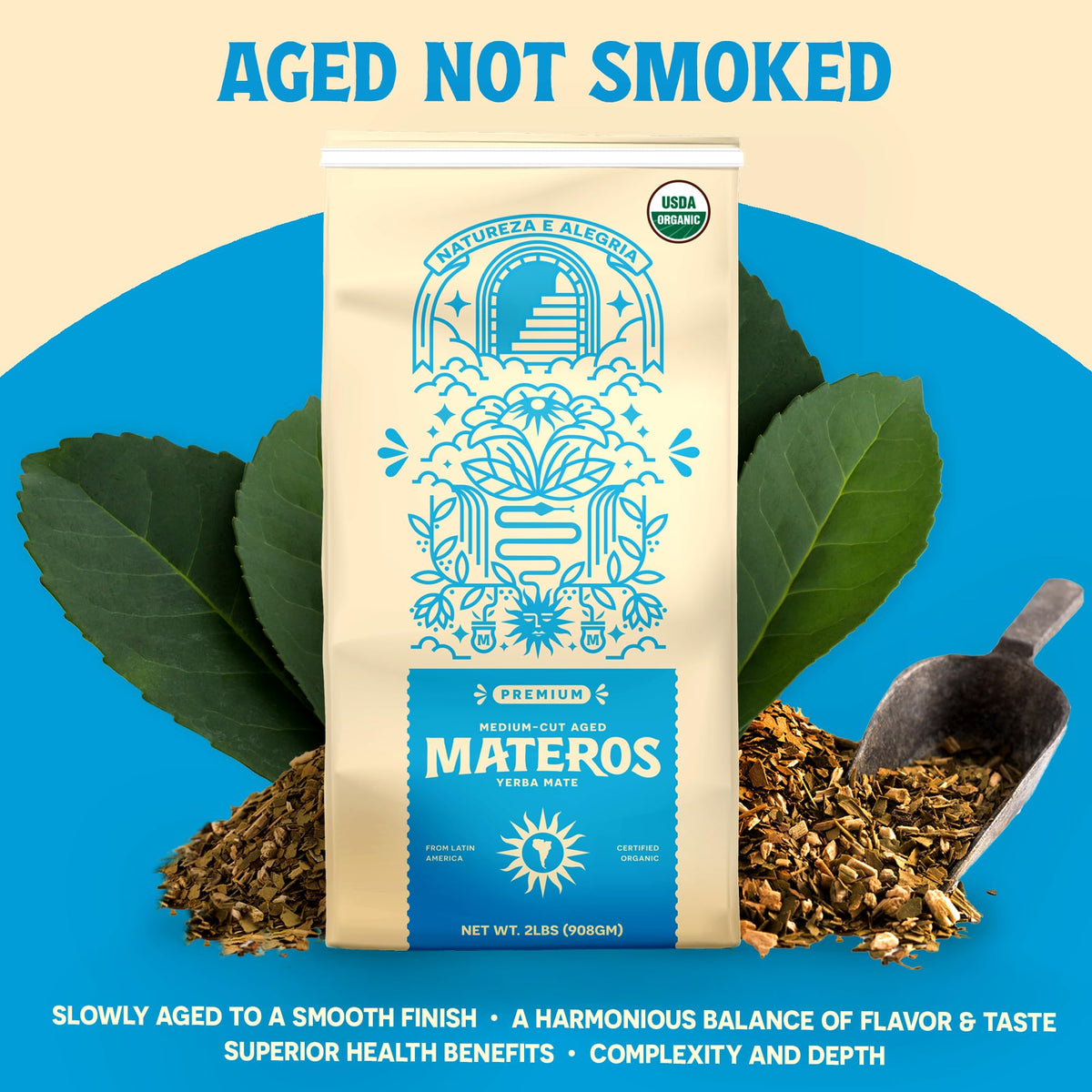 Cup of yerba mate showing earthy color and natural aroma