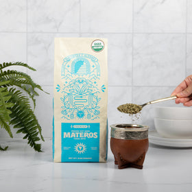 French press brew of Materos Yerba Mate for quick cups