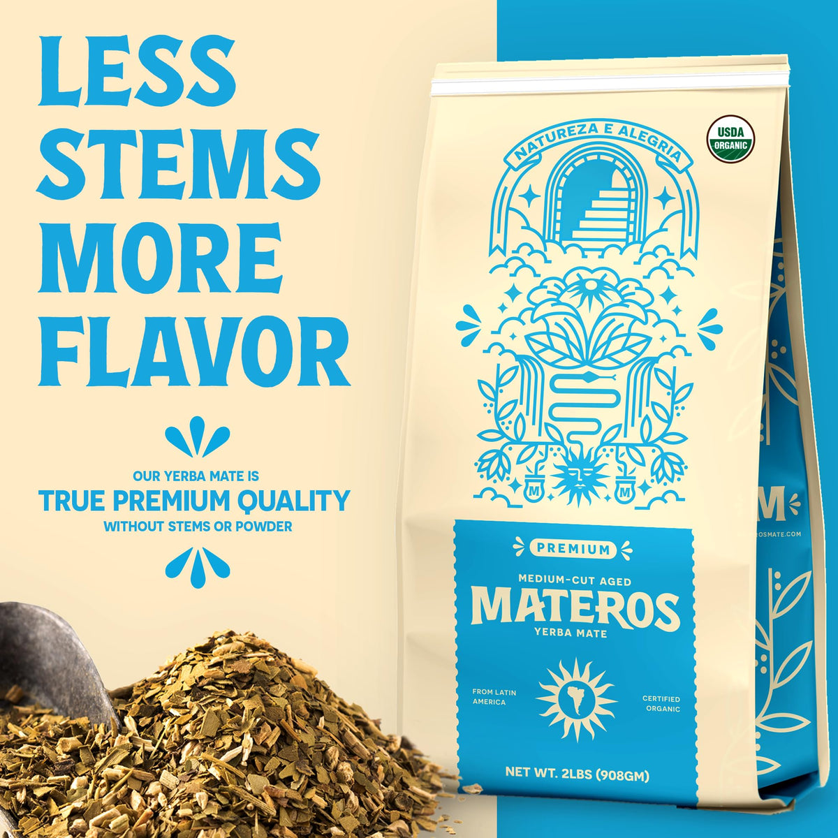 Origin label indicating southern Brazil roots of Materos Yerba Mate