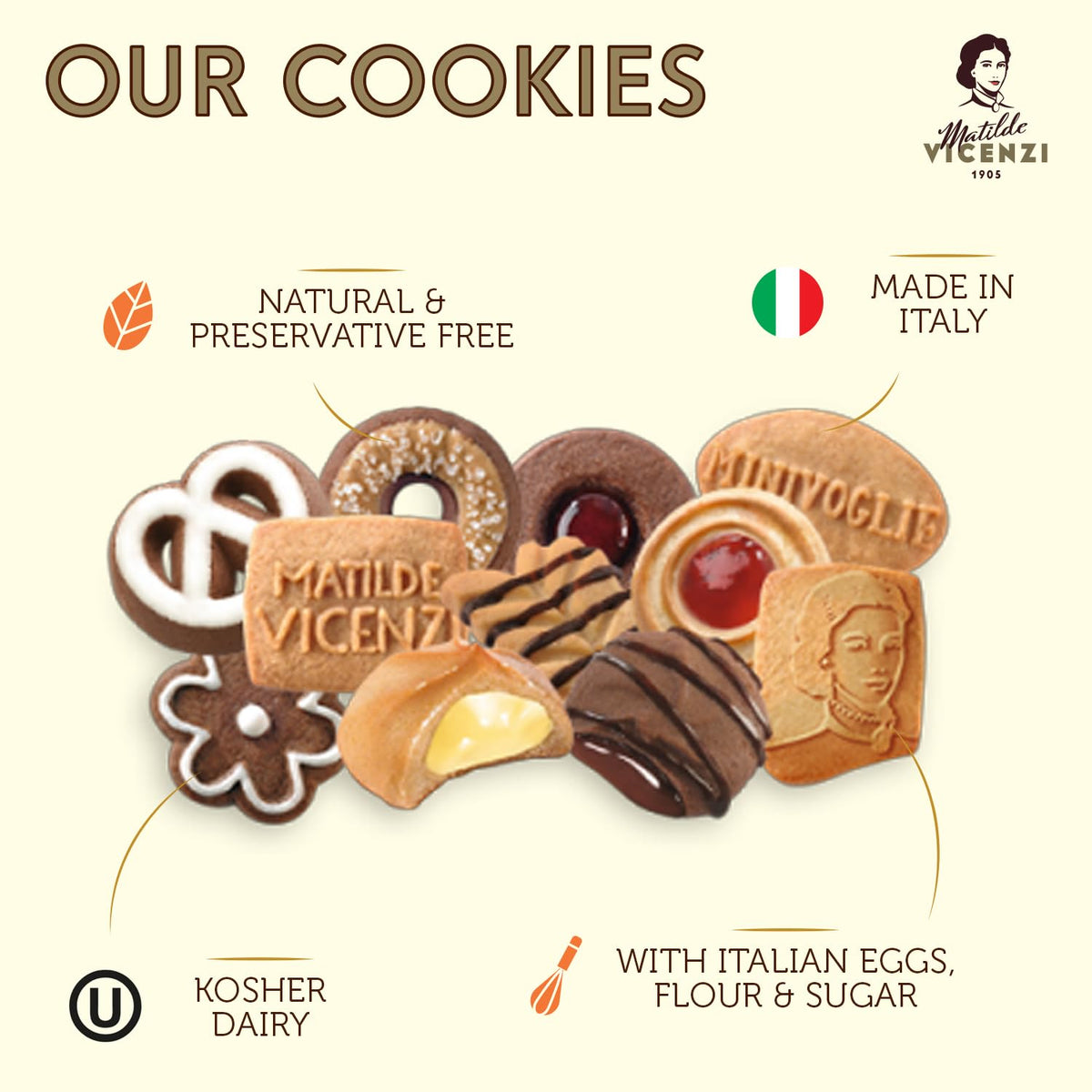 Matilde Vicenzi Minivoglie vanilla cream filling cookies for dessert tasting