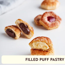 Tesoro puff pastry shows crisp layers and butter-forward flavor.