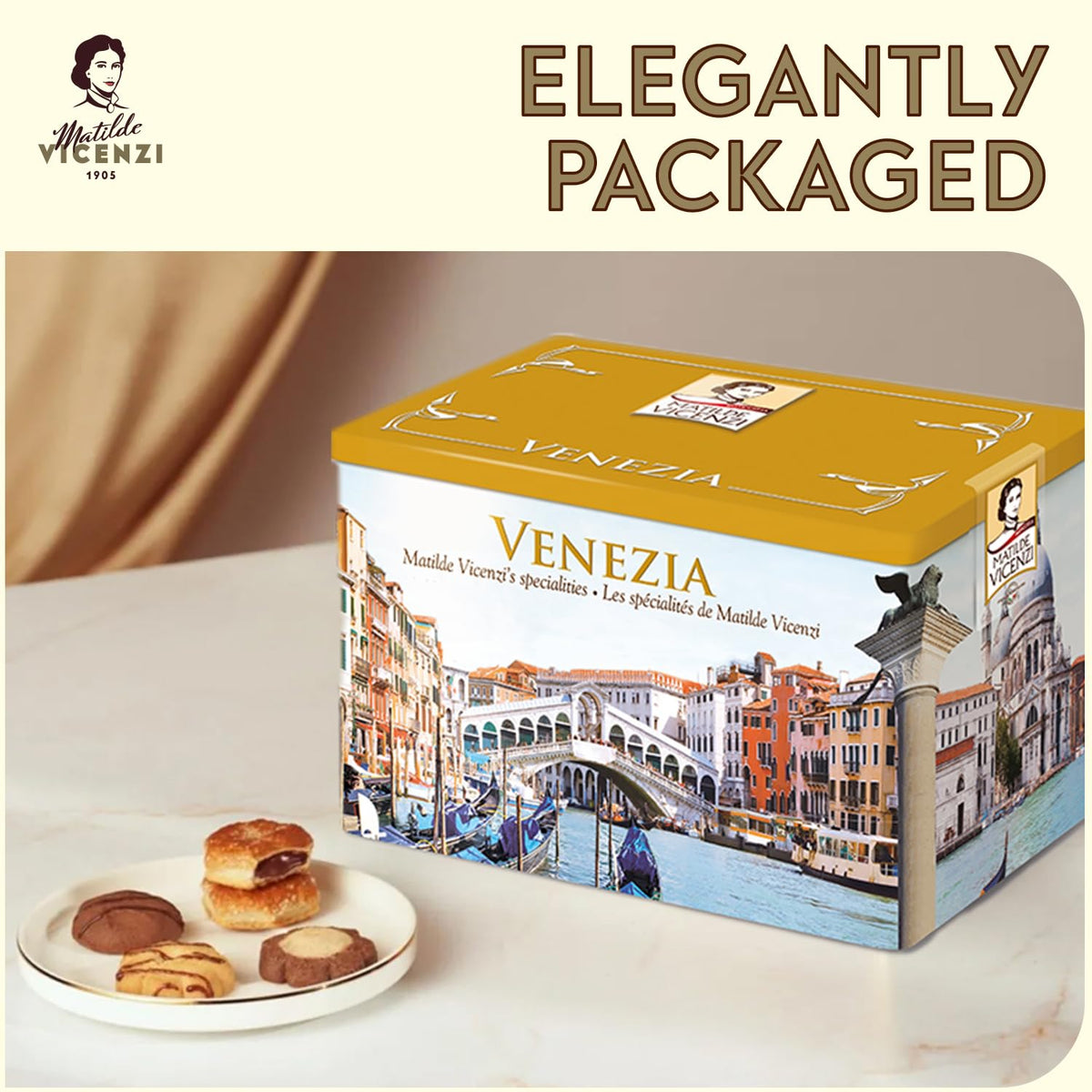 Matilde Vicenzi Venezia gift tin cream filled pastries for celebrations