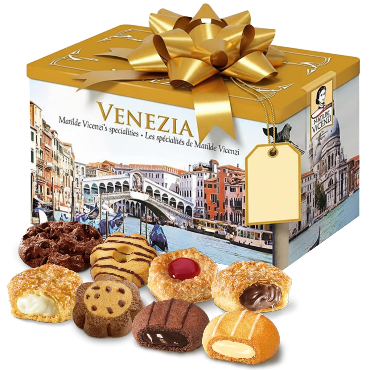 Matilde Vicenzi Venezia gift tin with Venice view, ideal for elegant gifts