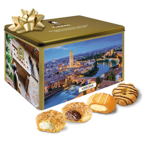 Matilde Vicenzi Verona gift tin closed shows Verona scenery, ideal for gifting on special occasions.