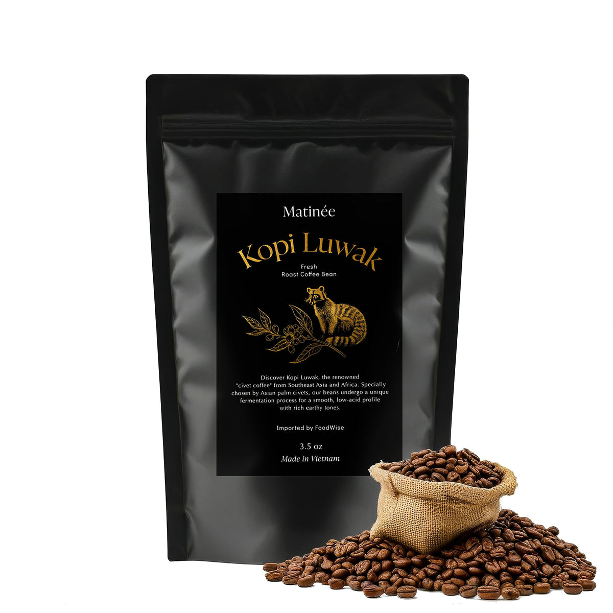 Matinée 100g Kopi Luwak package suited for gifting and tasting.