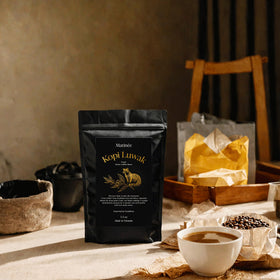 Matinée Kopi Luwak brew set with cup invites easy brewing.