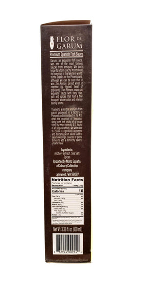 Matiz Espana Garum ingredients focus on anchovy and sea salt.