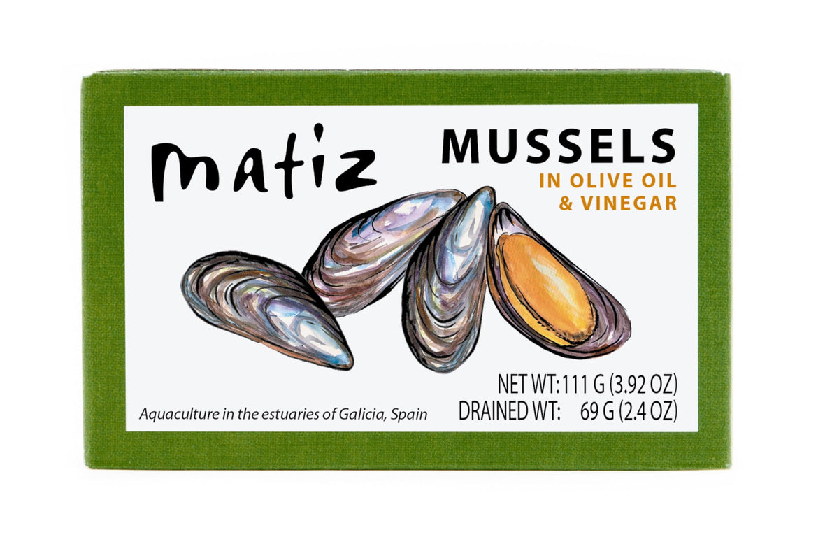 Matiz Mussels tin with marinade ready for quick meals