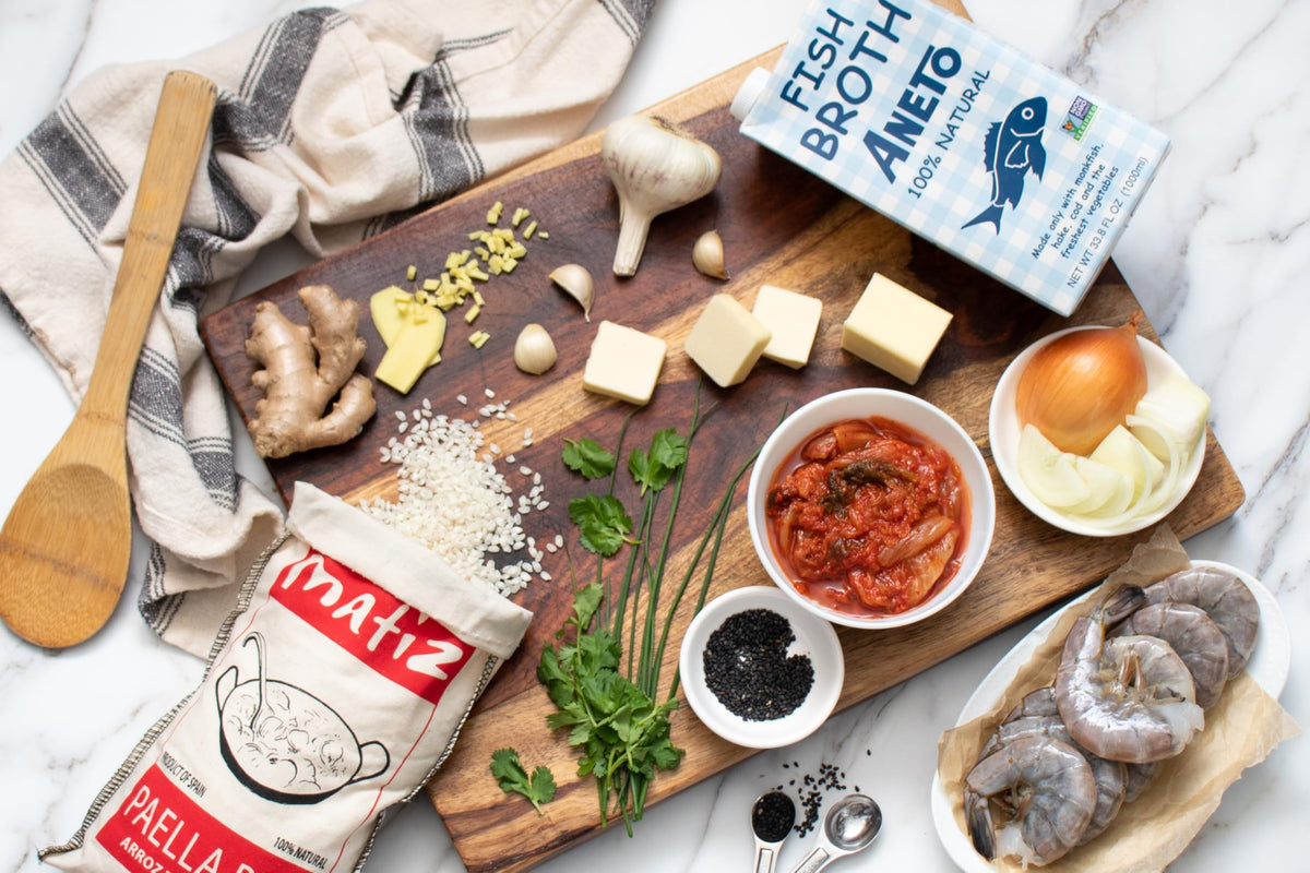 Matiz paella-ready rice bowl—easy to cook with seafood or chicken.