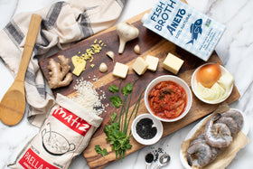 Matiz paella-ready rice bowl—easy to cook with seafood or chicken.