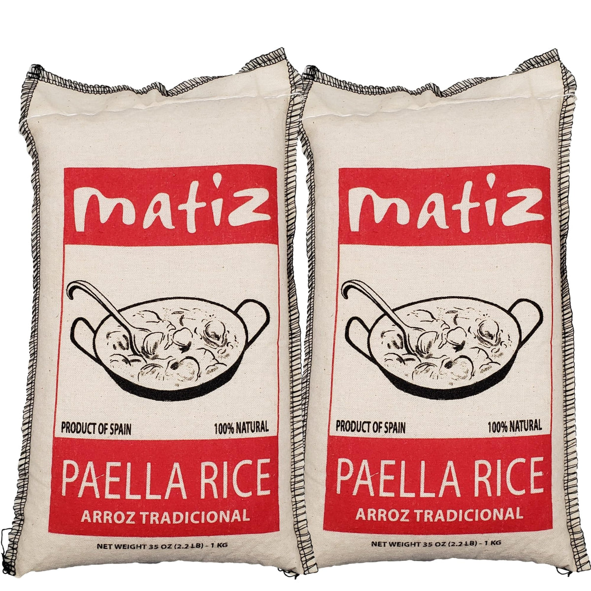 Matiz Valenciano paella rice pack—authentic grains for paella and arroz negro.
