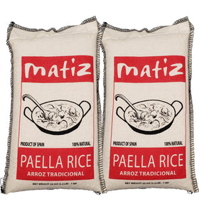 Matiz Valenciano paella rice pack—authentic grains for paella and arroz negro.