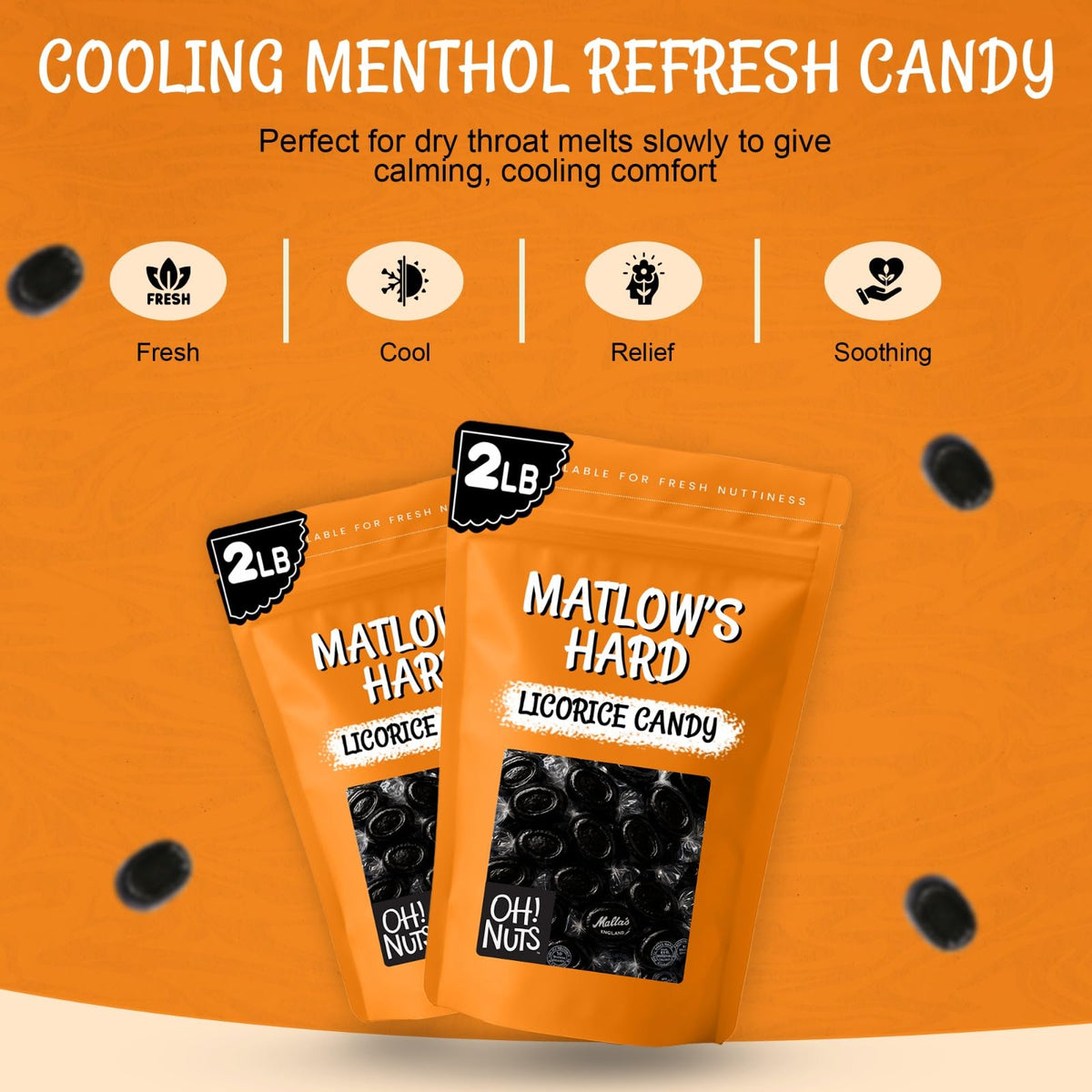 Matlow's licorice candy single piece showcases classic oval shape.