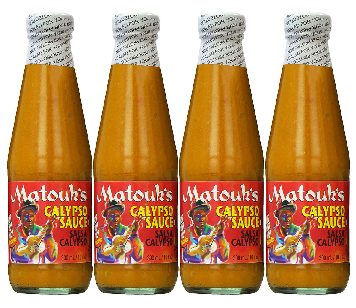 Matouk's Calypso Sauce four-pack display for family meals