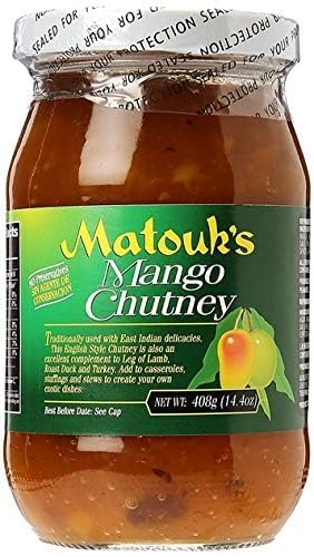 Matouk's Mango Chutney label close-up highlighting rich aroma