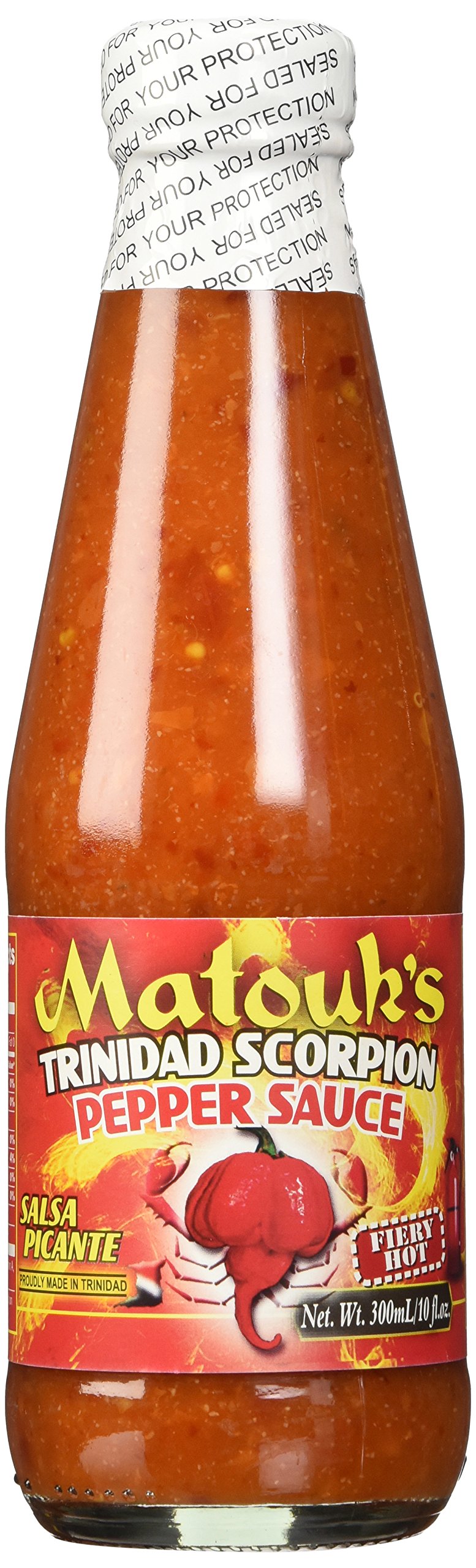Matouk's Trinidad Scorpion bottle pour ready to spice tacos and seafood.