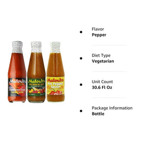 Matouk's variety-pack display, three sauces ready for cooking and dipping.