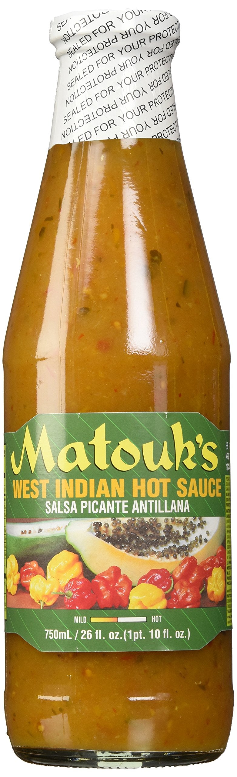 Matouk's West Indian Hot Sauce bottle pour highlights bold heat for grilled dishes.