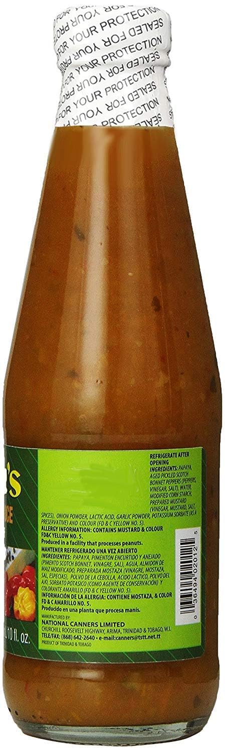 Matouk's West Indian Hot Sauce bottle label highlighting green papaya and peppers