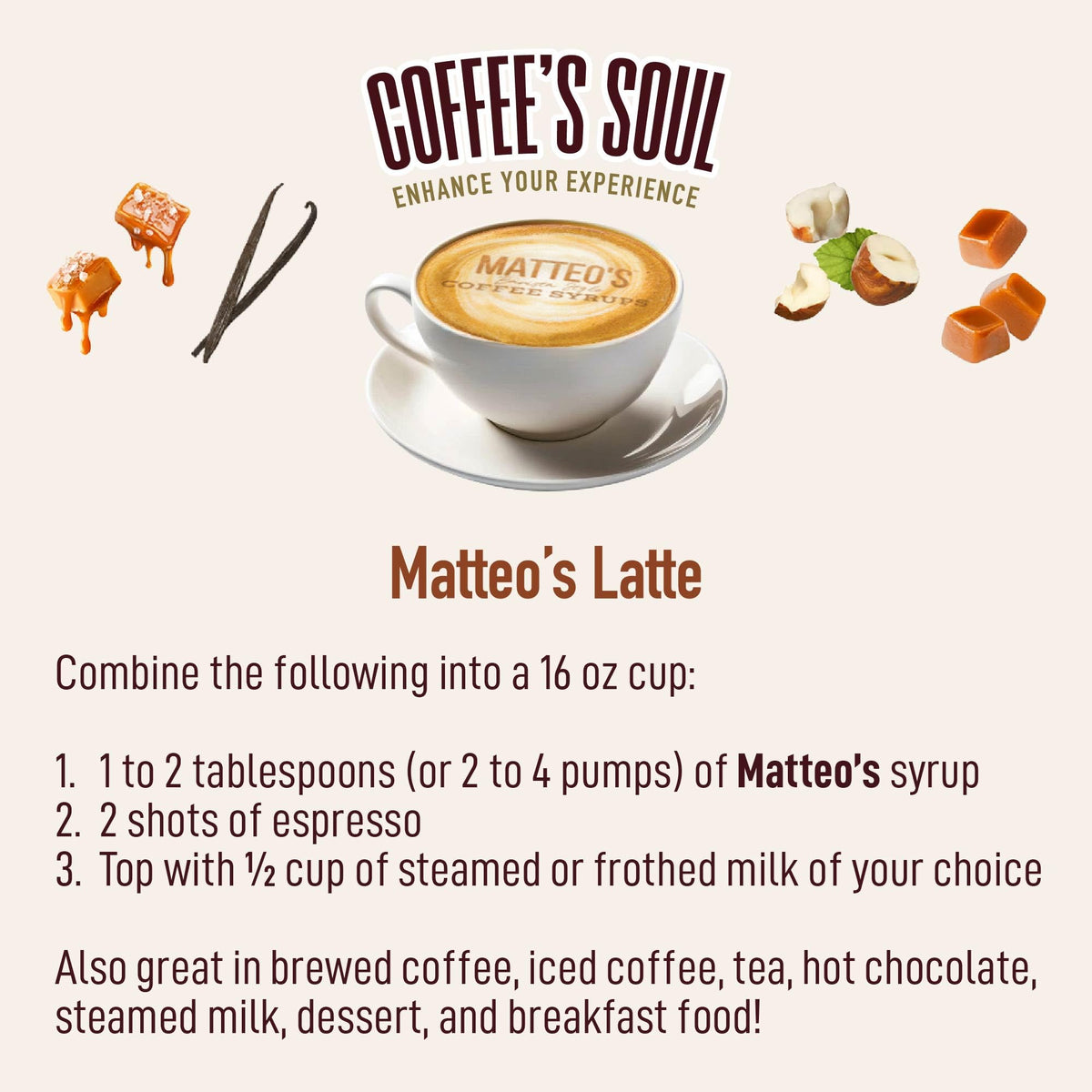 Pouring Matteo's Barista Style Sugar-Free Syrup into coffee.