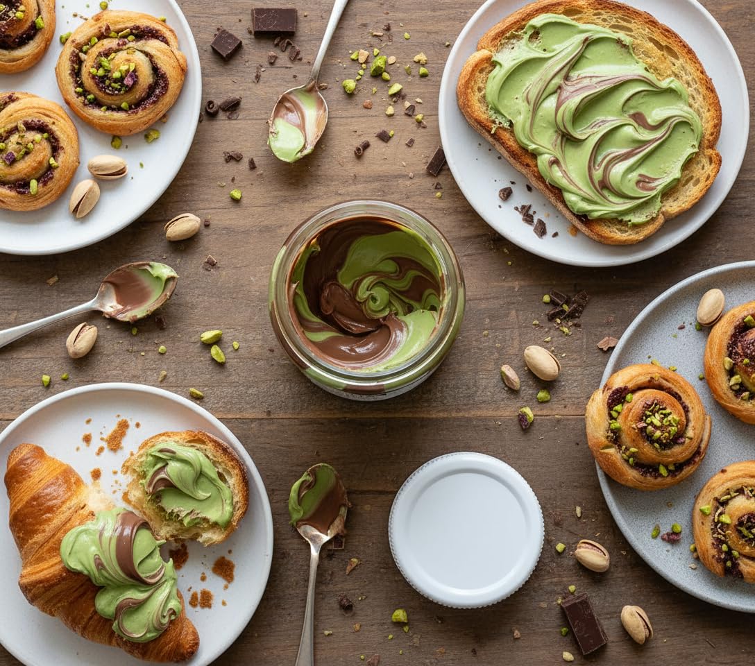 Mattigan's Dubai Style Chocolate Spread swirled into oatmeal offers an indulgent start.