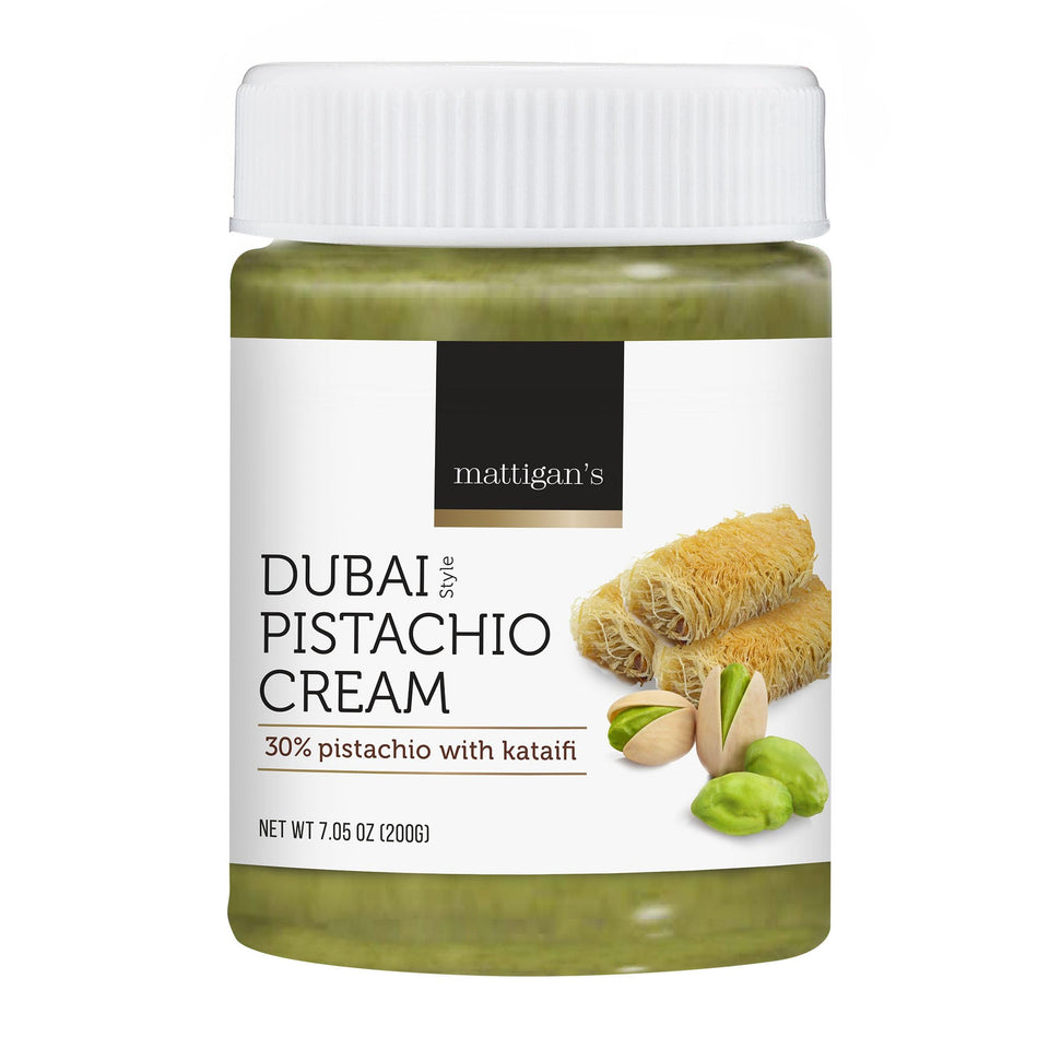 Mattigan's Dubai-style pistachio cream jar ready for a luxurious breakfast spread.