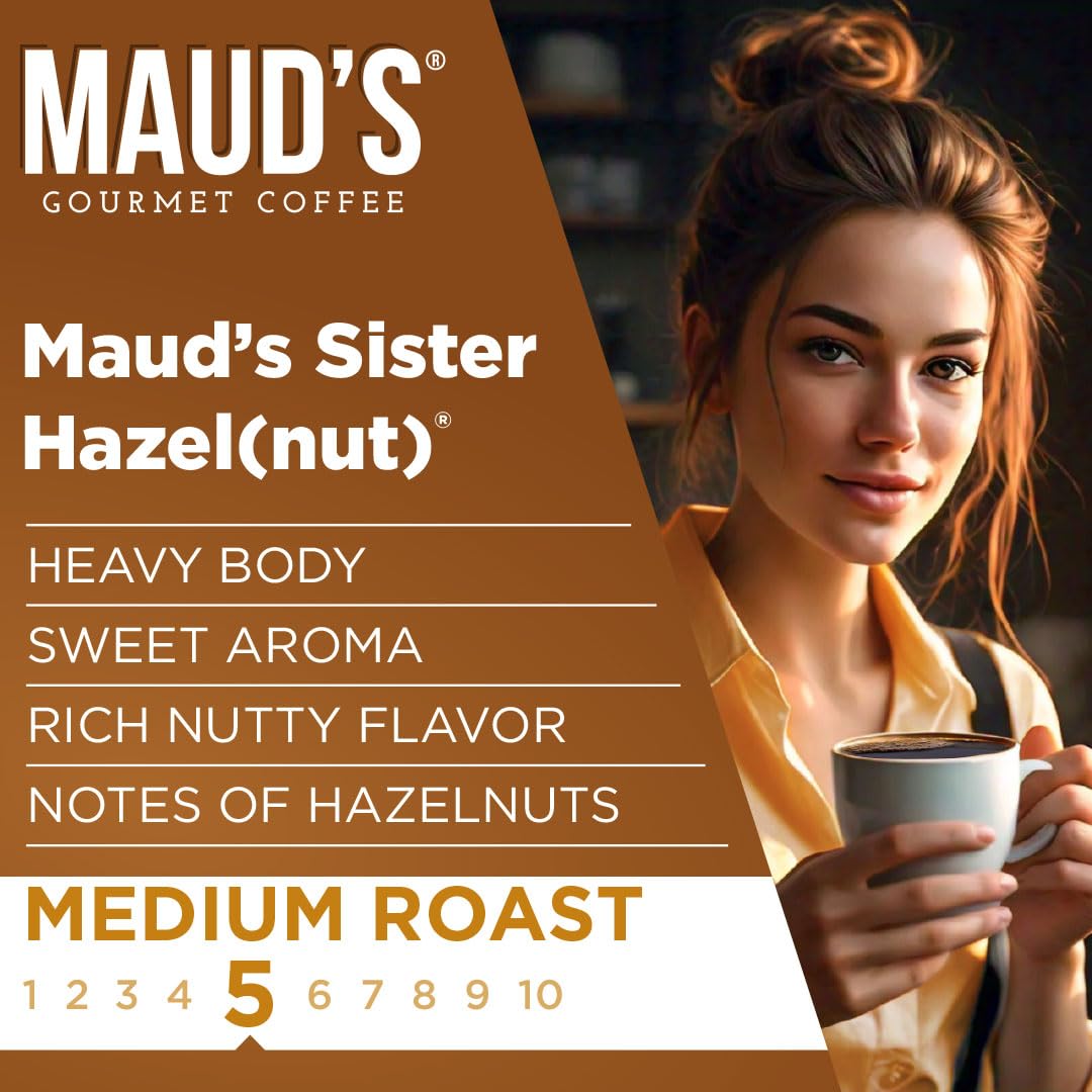 Maud's 100% Arabica ethically sourced beans close-up reveal rich aroma and quality.