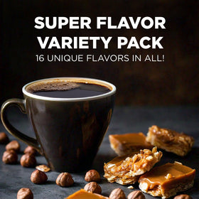 Maud's 16-flavor assortment pods laid out to inspire beverage variety.