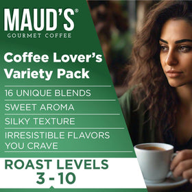 Maud's Arabica beans closeup—100% Arabica for smooth brews.